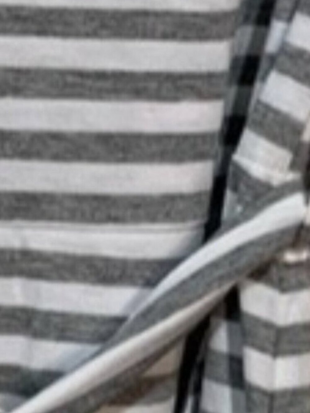 Gray & White Striped Midi Dress with Self Tie Waist a1/36
